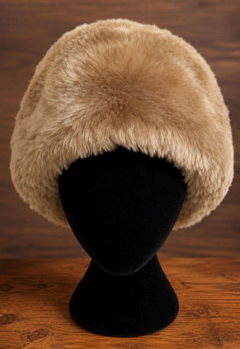 Vintage Gilly Forge London Faux Fur Winter Women Hat Beige Plush Bucket Hat